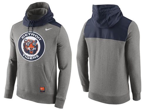 Men's Detroit Tigers Nike Gray Cooperstown Collection Hybrid Pullover Hoodie_1 - Click Image to Close